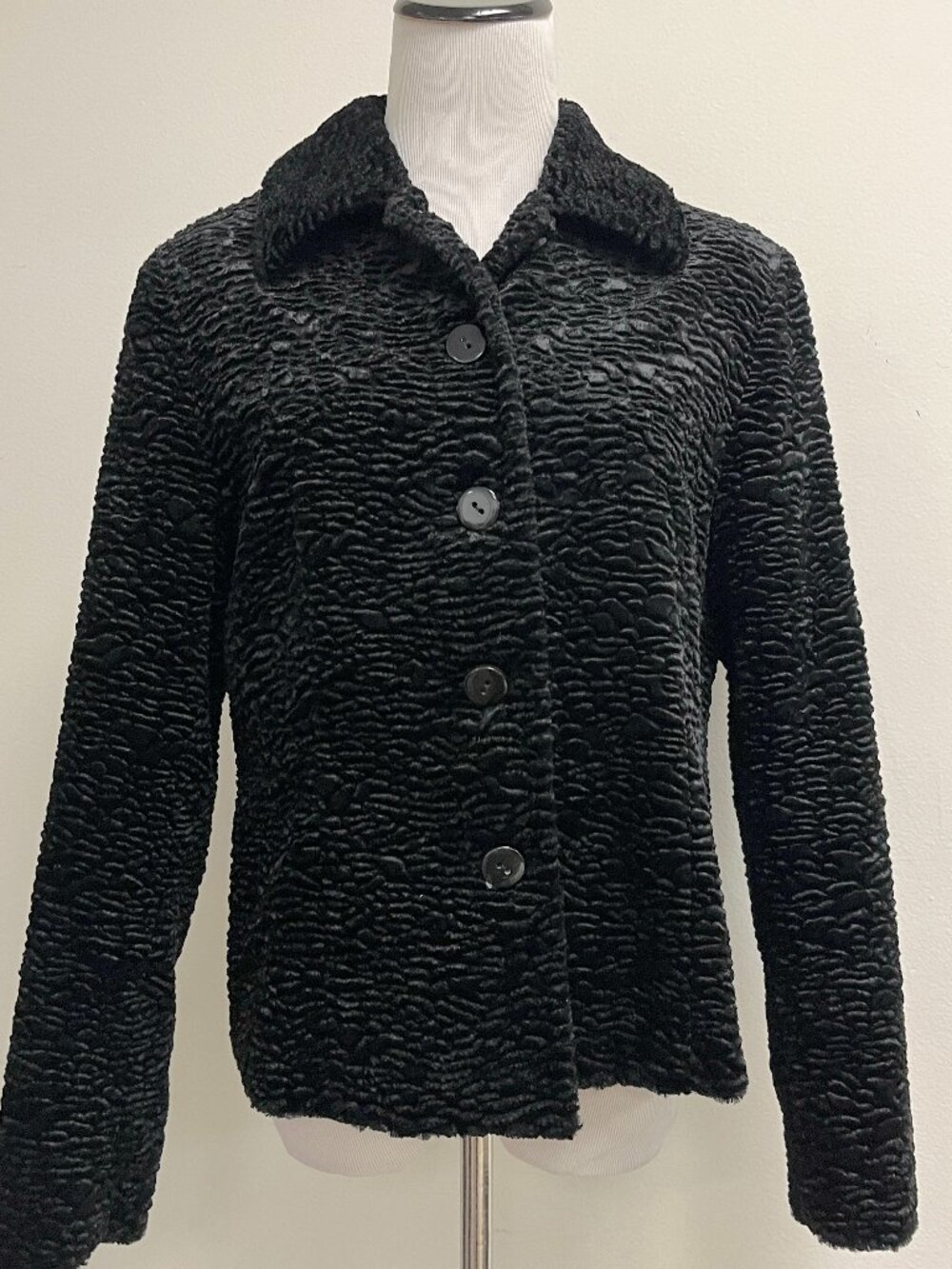 Rena Rowan black jacket faux fur persian lamb 10